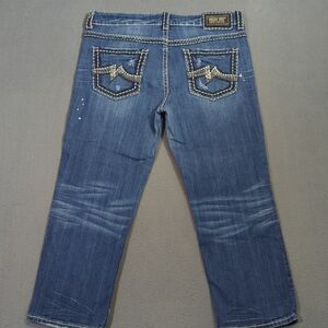 Miss Me Jeans Women's 31 Blue Boyfriend Cropped Denim